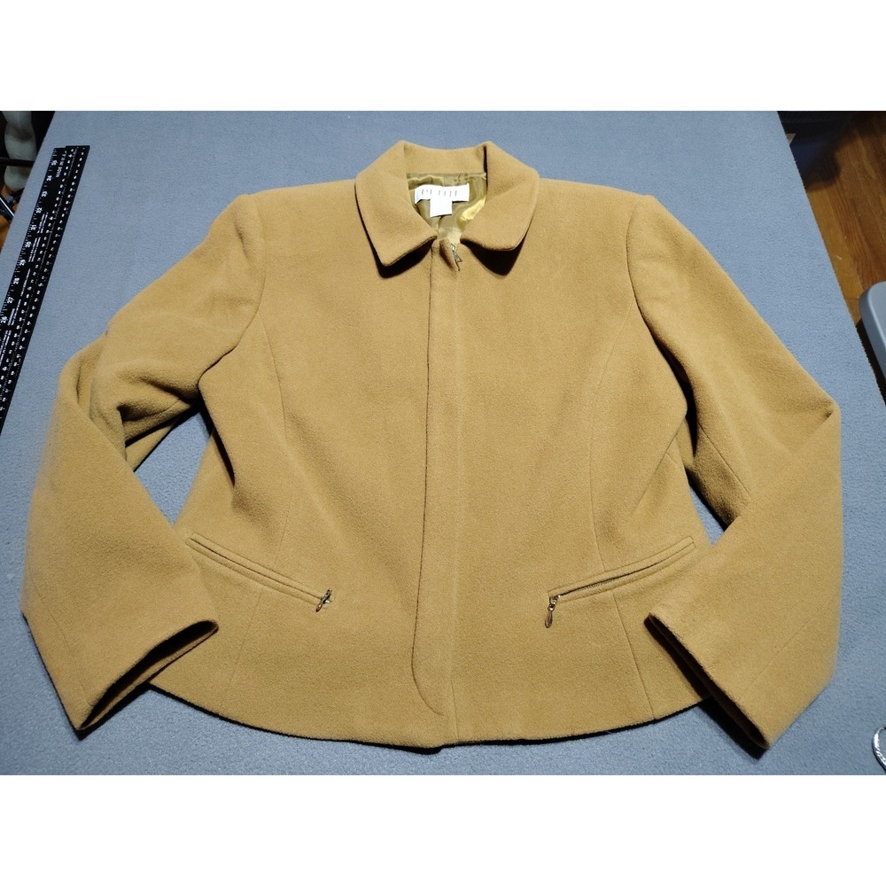 Petite Sophisticate Jacket Ladies 10 Tan Short‎ Wool Blend Full Zip Classic
